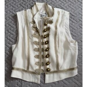 Zara White and Gold Women's Vest- Size Medium